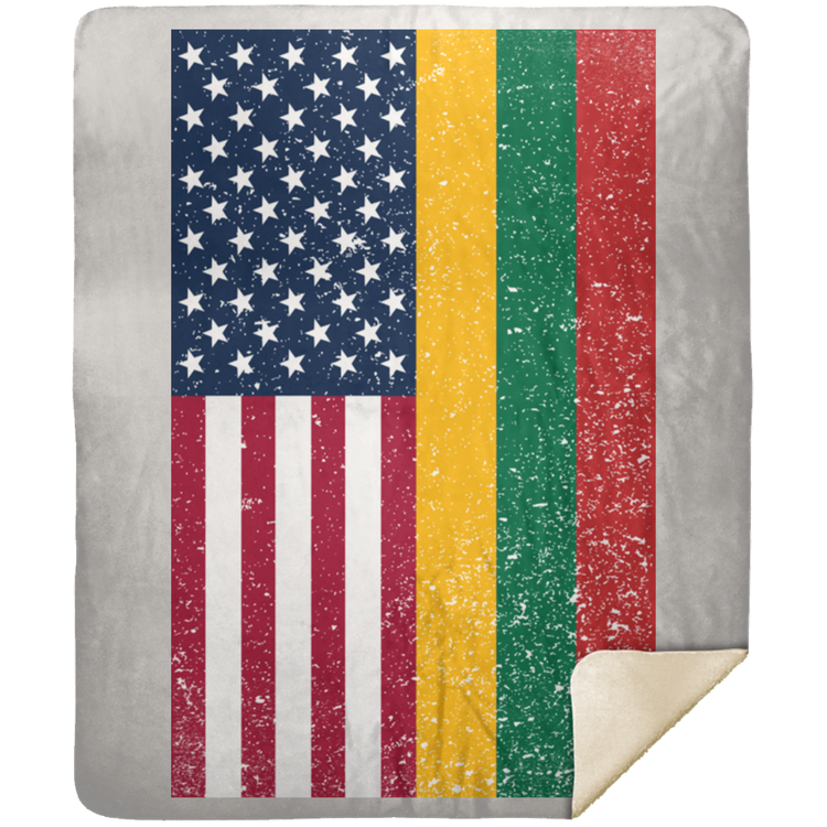 USA Lithuania Flag - Premium Mink Sherpa Blanket 50x60 - Lithuania Strong