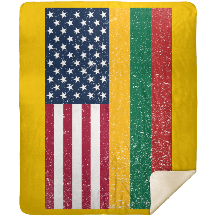 USA Lithuania Flag - Premium Mink Sherpa Blanket 50x60 - Lithuania Strong