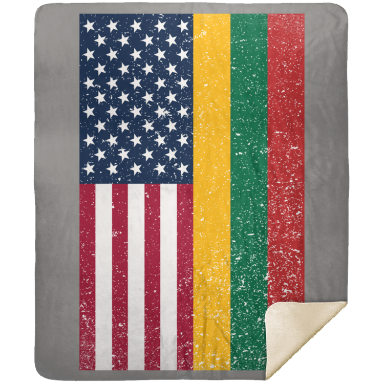 USA Lithuania Flag - Premium Mink Sherpa Blanket 50x60 - Lithuania Strong