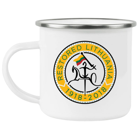 Vytis Restored - 12 oz. Enamel Camping Mug - Lithuania Strong