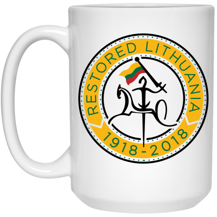 Vytis Restored - 15 oz. White Ceramic Mug - Lithuania Strong