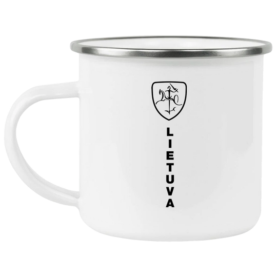 Vytis Shield Lietuva - 12 oz. Enamel Camping Mug - Lithuania Strong