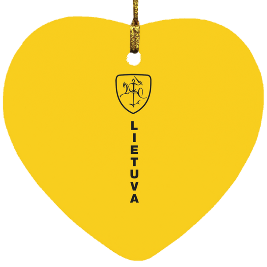 Vytis Shield Lietuva - MDF Heart Ornament - Lithuania Strong