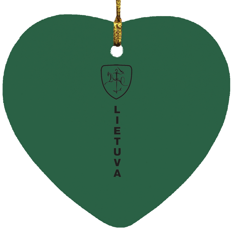 Vytis Shield Lietuva - MDF Heart Ornament - Lithuania Strong