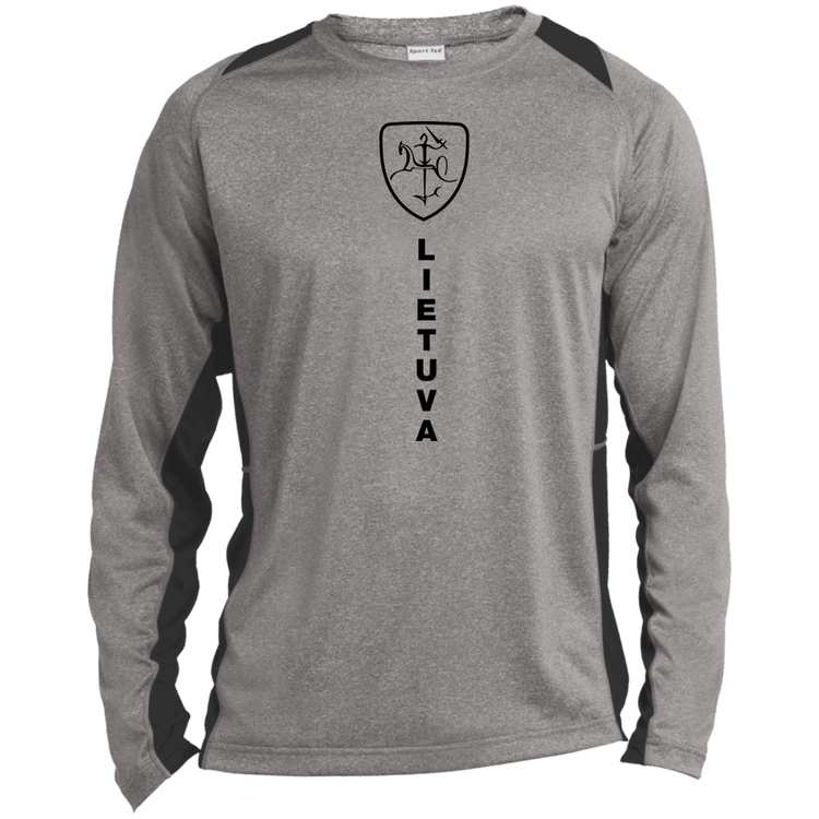 Vytis Shield Lietuva - Mens Long Sleeve Colorblock Activewear Performance T - Lithuania Strong