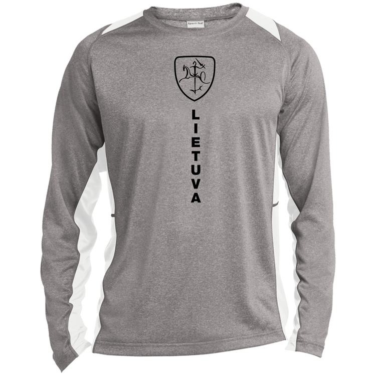 Vytis Shield Lietuva - Mens Long Sleeve Colorblock Activewear Performance T - Lithuania Strong