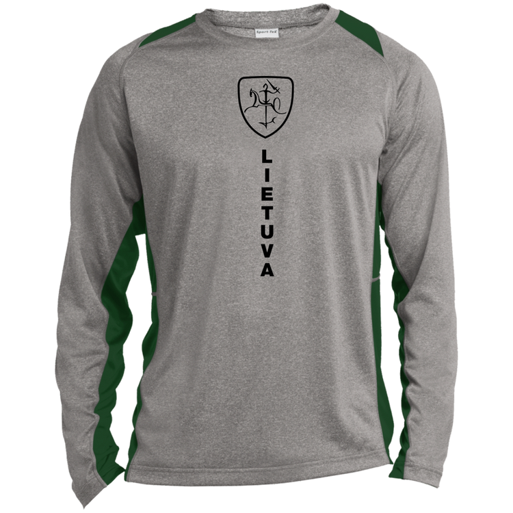 Vytis Shield Lietuva - Mens Long Sleeve Colorblock Activewear Performance T - Lithuania Strong