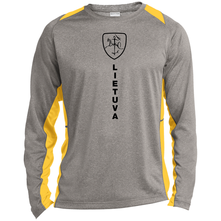 Vytis Shield Lietuva - Mens Long Sleeve Colorblock Activewear Performance T - Lithuania Strong