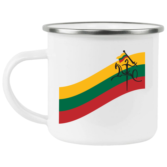 Vytis Swoosh - 12 oz. Enamel Camping Mug - Lithuania Strong