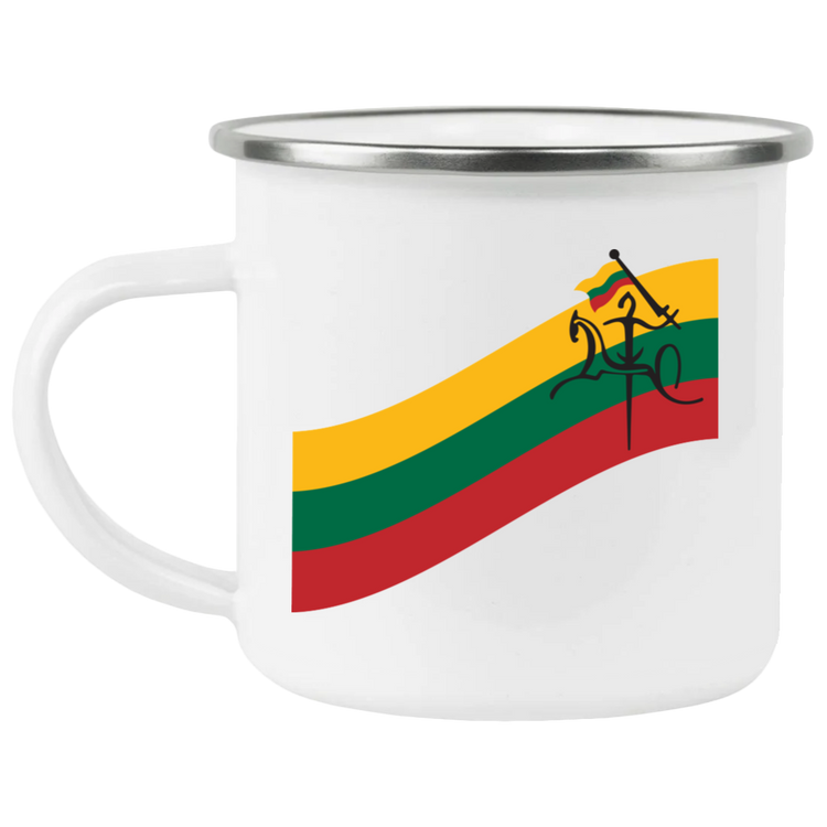 Vytis Swoosh - 12 oz. Enamel Camping Mug - Lithuania Strong