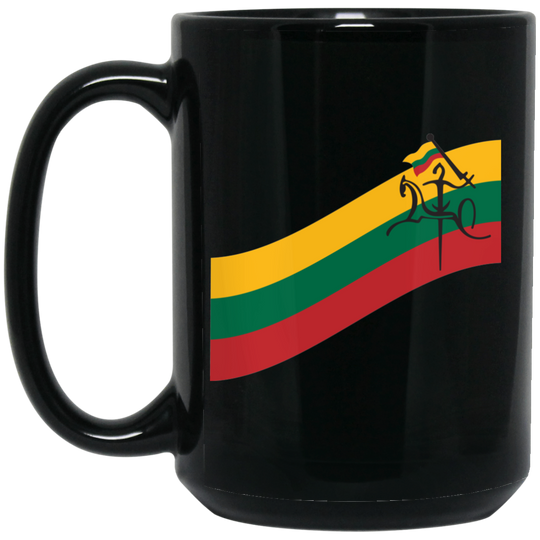 Vytis Swoosh - 15 oz. Black Ceramic Mug - Lithuania Strong