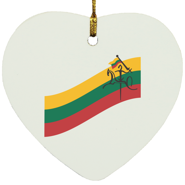 Vytis Swoosh - MDF Heart Ornament - Lithuania Strong