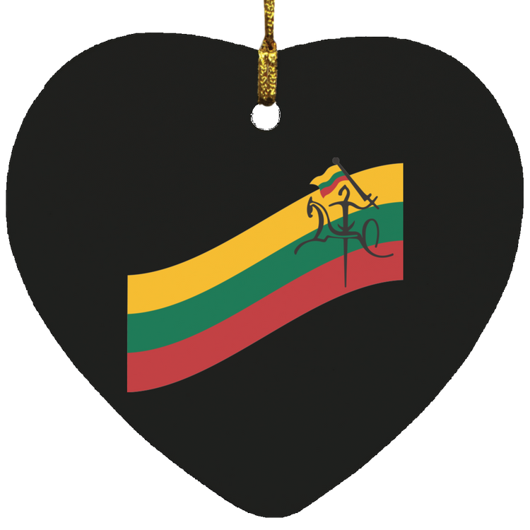 Vytis Swoosh - MDF Heart Ornament - Lithuania Strong