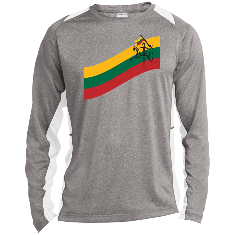 Vytis Swoosh - Mens Long Sleeve Colorblock Activewear Performance T - Lithuania Strong