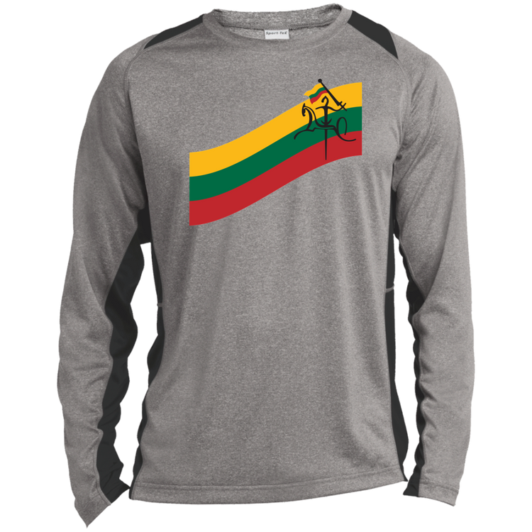 Vytis Swoosh - Mens Long Sleeve Colorblock Activewear Performance T - Lithuania Strong