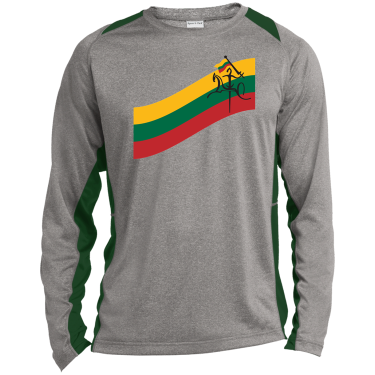Vytis Swoosh - Mens Long Sleeve Colorblock Activewear Performance T - Lithuania Strong