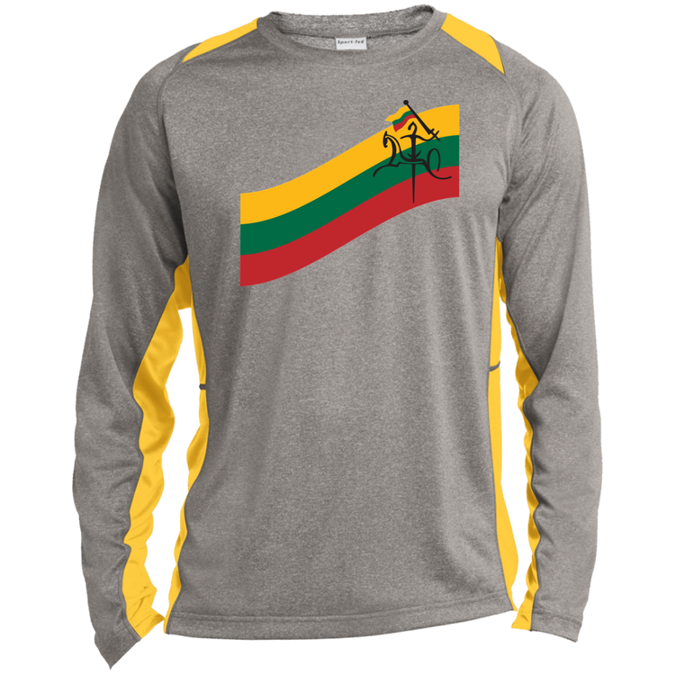 Vytis Swoosh - Mens Long Sleeve Colorblock Activewear Performance T - Lithuania Strong