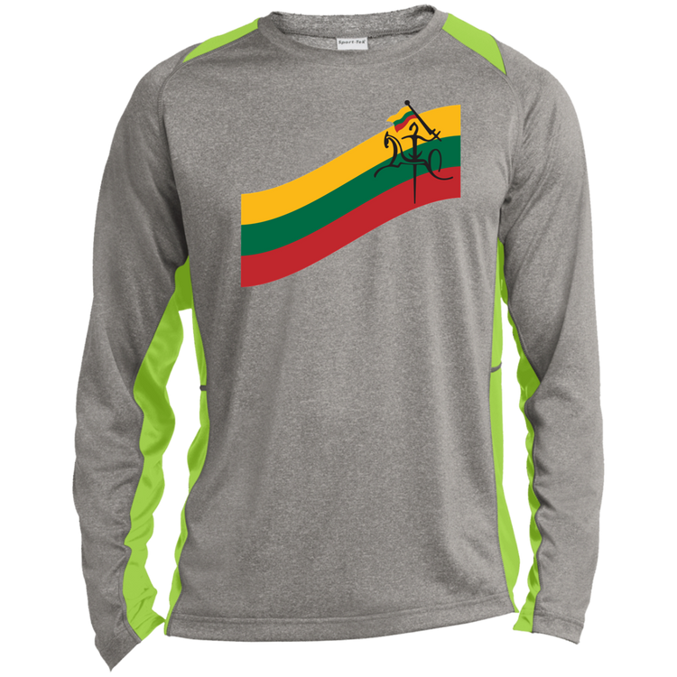 Vytis Swoosh - Mens Long Sleeve Colorblock Activewear Performance T - Lithuania Strong