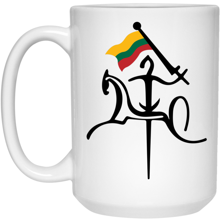 Vytis with Flag - 15 oz. White Ceramic Mug - Lithuania Strong