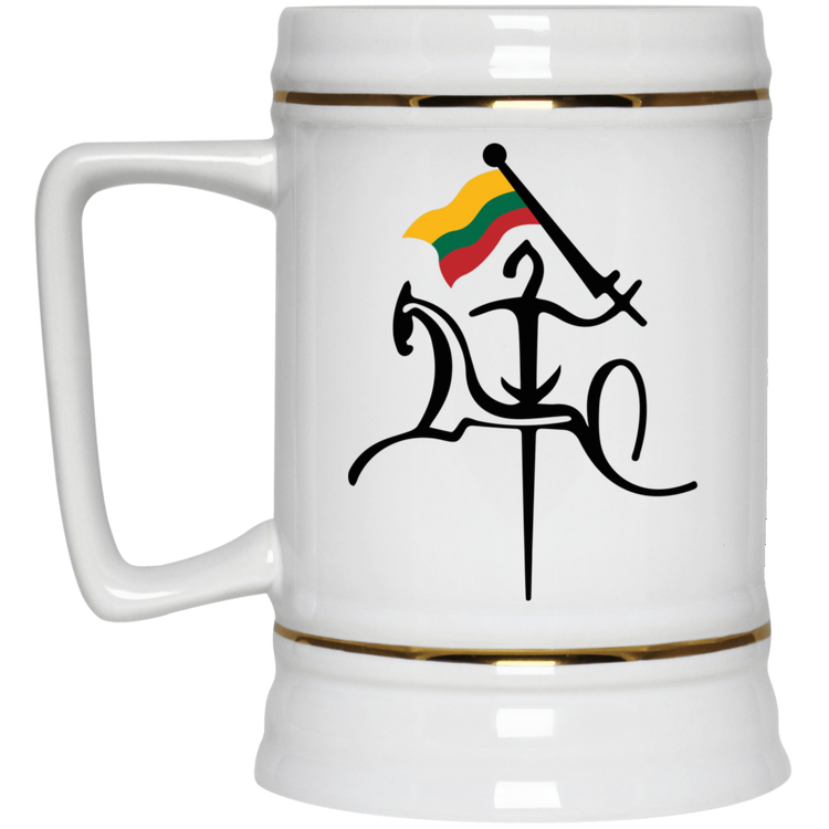 Vytis with Flag - 22 oz. Ceramic Stein - Lithuania Strong