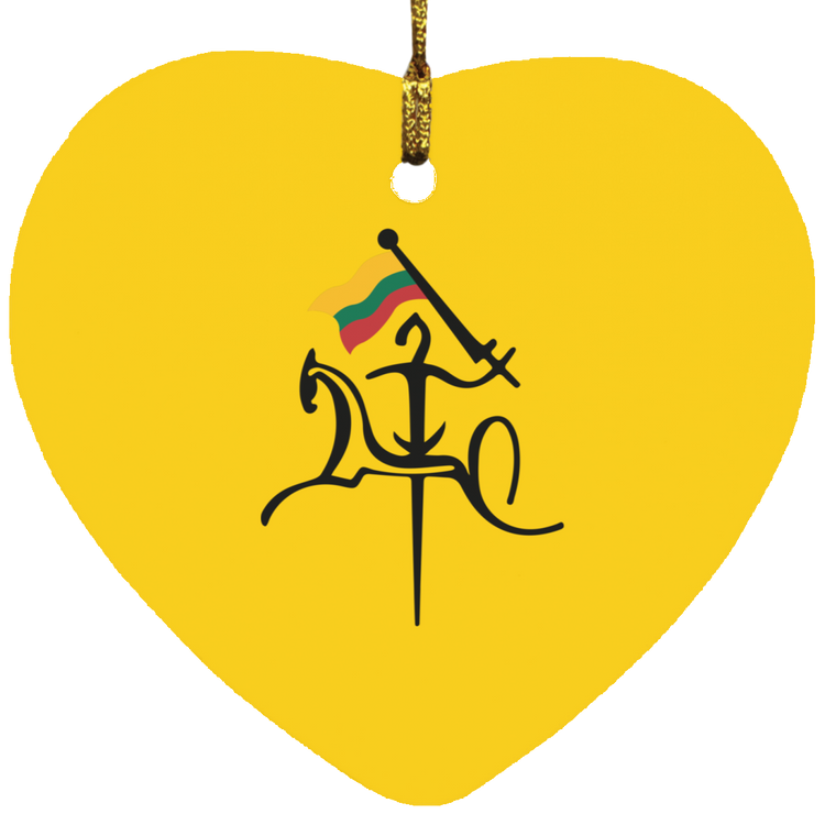 Vytis with Flag - MDF Heart Ornament - Lithuania Strong