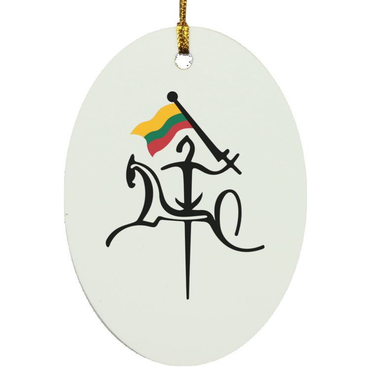 Vytis with Flag - MDF Oval Ornament - Lithuania Strong