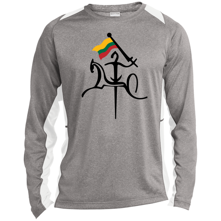 Vytis with Flag - Mens Long Sleeve Colorblock Activewear Performance T - Lithuania Strong
