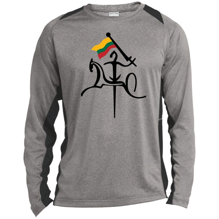 Vytis with Flag - Mens Long Sleeve Colorblock Activewear Performance T - Lithuania Strong
