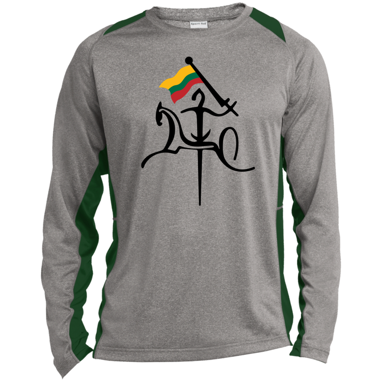 Vytis with Flag - Mens Long Sleeve Colorblock Activewear Performance T - Lithuania Strong