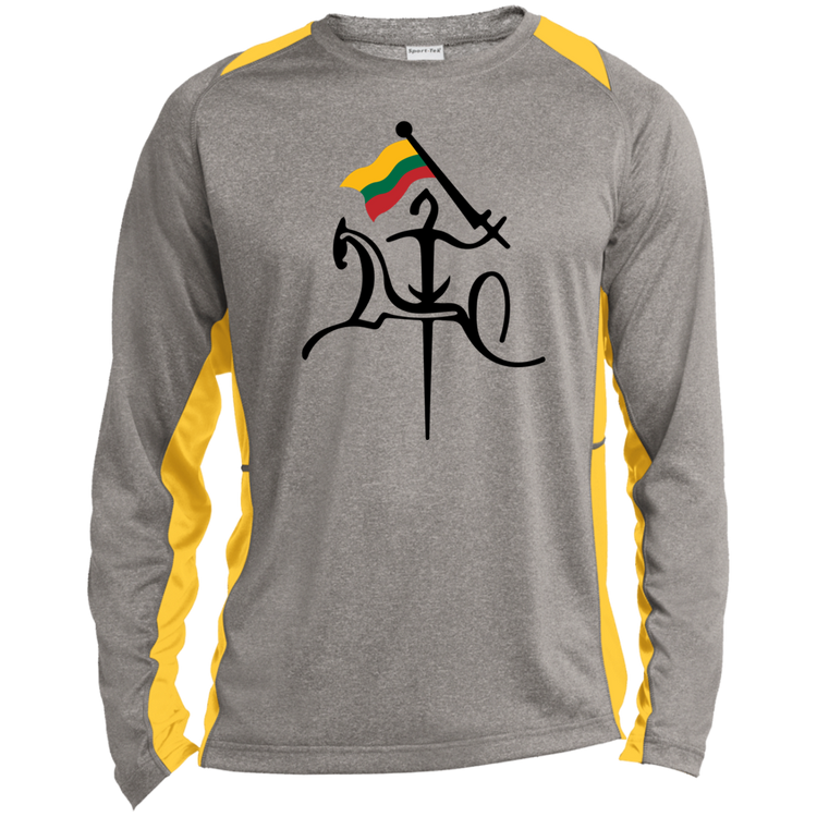 Vytis with Flag - Mens Long Sleeve Colorblock Activewear Performance T - Lithuania Strong