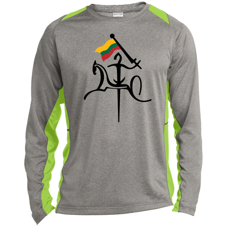 Vytis with Flag - Mens Long Sleeve Colorblock Activewear Performance T - Lithuania Strong