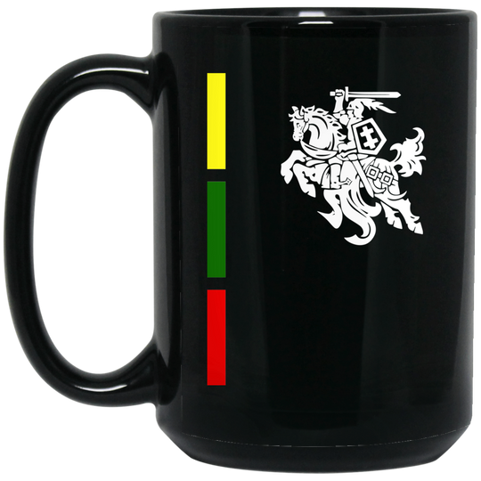 Warrior Vytis - 15 oz. Black Ceramic Mug - Lithuania Strong