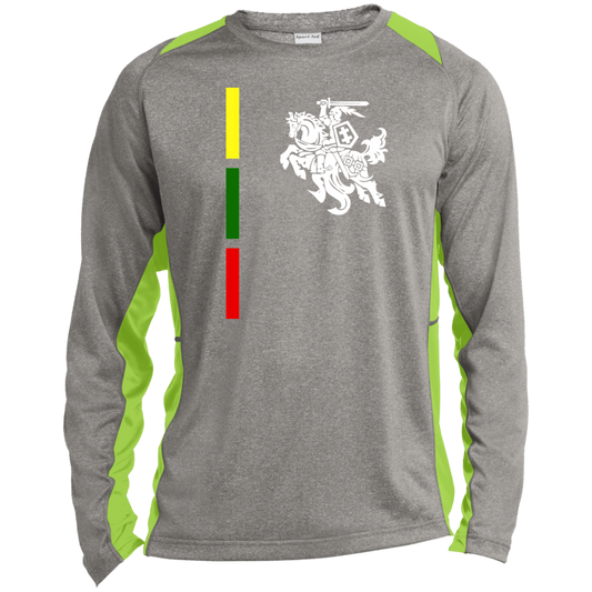 Warrior Vytis - Mens Long Sleeve Colorblock Activewear Performance T - Lithuania Strong