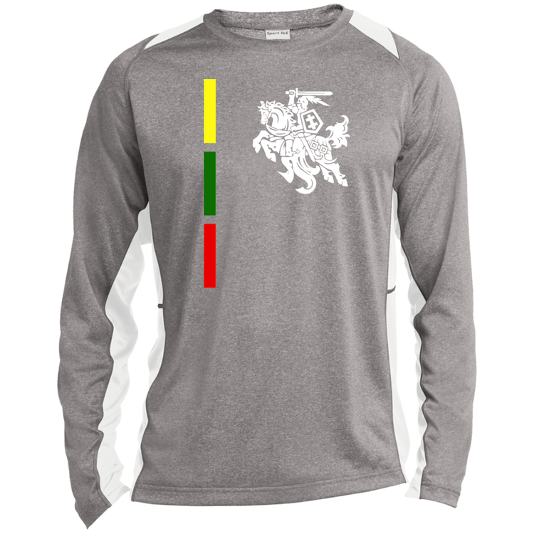 Warrior Vytis - Mens Long Sleeve Colorblock Activewear Performance T - Lithuania Strong