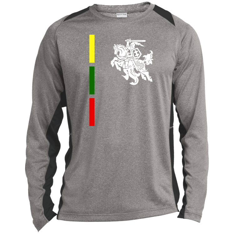 Warrior Vytis - Mens Long Sleeve Colorblock Activewear Performance T - Lithuania Strong