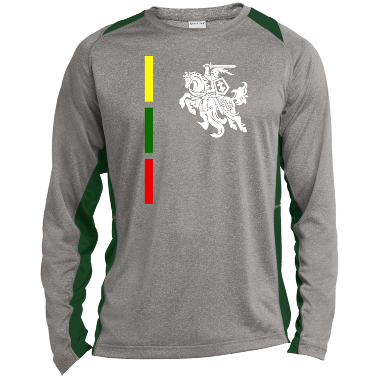 Warrior Vytis - Mens Long Sleeve Colorblock Activewear Performance T - Lithuania Strong