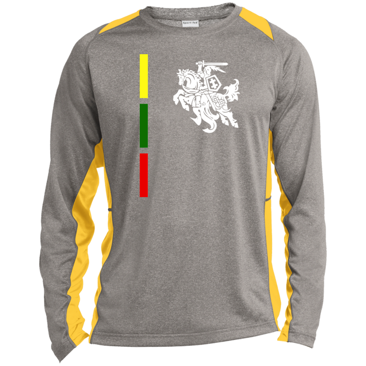 Warrior Vytis - Mens Long Sleeve Colorblock Activewear Performance T - Lithuania Strong