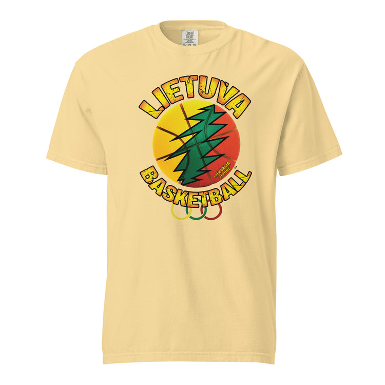 Lietuva Basketball - Europe-Based Men/Women Unisex Soft-Washed Comfort Cotton Short Sleeve T-Shirt